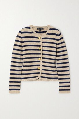 Nancy Striped Ribbed Merino Wool-blend Cardigan - Neutrals