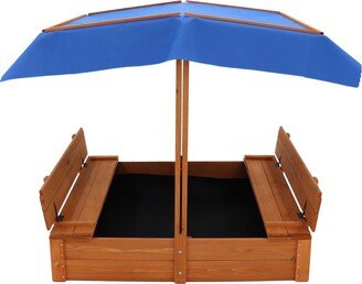 TONWIN Natural Wood Beach Patio Outdoor Sandbox with Cover