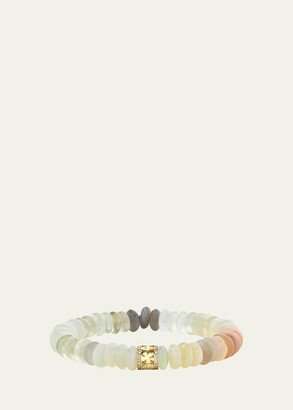 Lucky Rondelle on Multi Moonstone Smooth Rondelle Bracelet