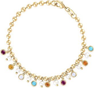 Gypsie 18K Gold-Filled, Faux Pearl & Cubic Zirconia Charm Bracelet