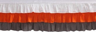 3 Layer Ruffled Crib/Toddler Bed Skirt - White/Orange/Gray