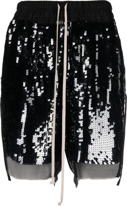 Sequin-Embellished Track Shorts