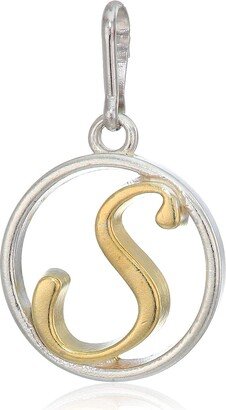 Women's Initial S Two Tone Charm Sterling Silver