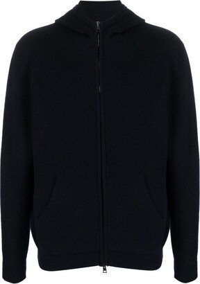 Ribbed-Knit Zip-Up Cardigan-AK