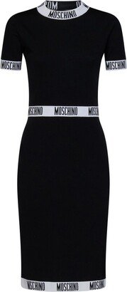 Logo-Printed Round-Neck Knitted Dress