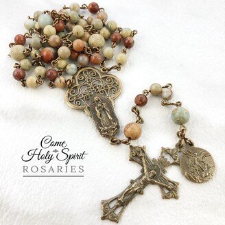 Our Lady Of Guadalupe Catholic Rosary With African Opal & Solid BronzeCustom-HandmadeCatholic St. Michael