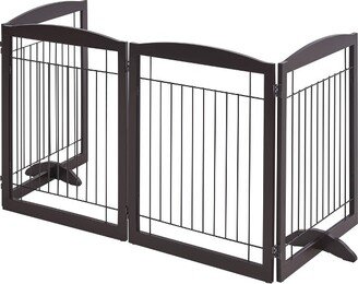 31.5 Height Pet Gate with Wood and Wire for Doorway Espresso