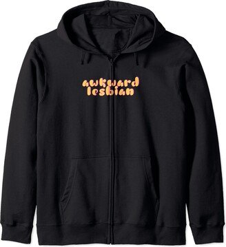 Gay & Queer Merch Awkward Lesbian Zip Hoodie