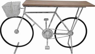 Rectangular Wooden Top Console Table with Bicycle Design Base, White