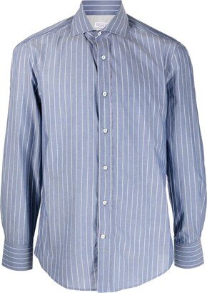 Cut-Away Collar Striped Shirt