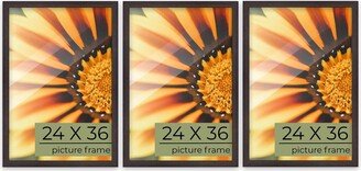 CustomPictureFrames.com 24x36 Picture Frame Set of 3 Rustic Brown Wood Picture Frames for - Rustic Brown