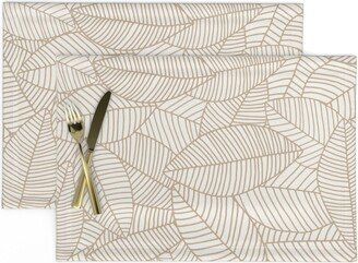 Minimal Leaves Placemats | Set Of 2 - Beyond Beleaf By Delfuneum Modern Simple Neutral Botanical Cloth Spoonflower