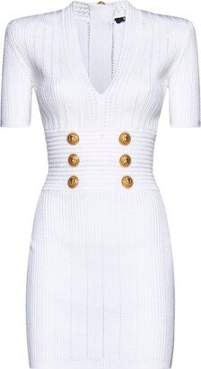 Logo Button Embellished Knitted Dress-AA