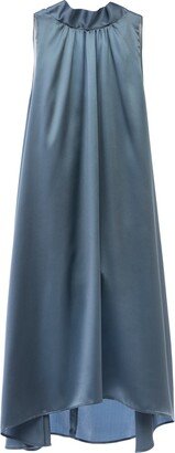 Mionè Short Silk Dress With High Neck - Grey