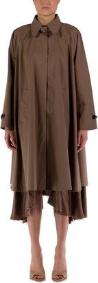 Raw Hem Double Layer Trench Coat