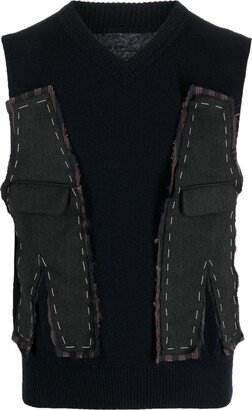 Patchwork-Layered Wool Vest-AA