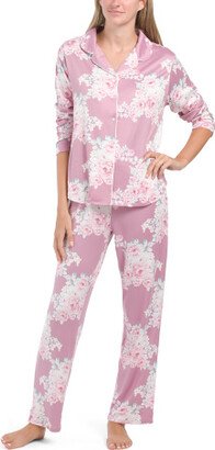 TJMAXX Lindsey Floral Notch Long Sleeve Pajama Set For Women-AA