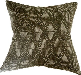 Bowen Olive || Olive Green Geometrical Hand Block Pillow Cover