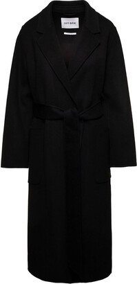 IVY & OAK 'Celia' Black Coat with Matching Belt in Wool Woman