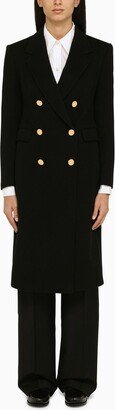 Black wool double-breasted coat-AA