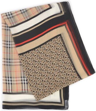 Montage Mix-Printed Panelled Checked Scarf