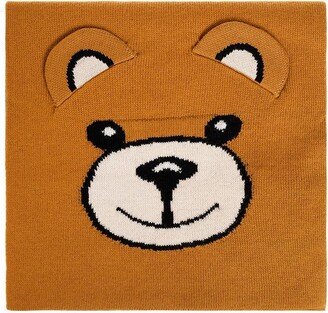 Teddy Bear Detailed Knit Scarf