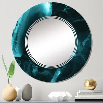 Designart 'Turquoise Cloud Liquid Art I' Printed Modern Wall Mirror