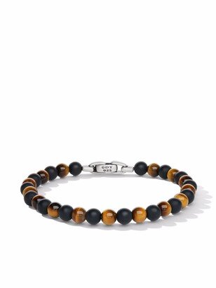 sterling silver Spiritual Beads Alternating onyx and tiger eye bracelet