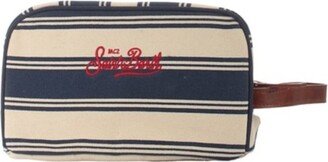 Logo Embroidered Striped Pouch