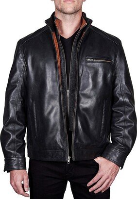 Missani Le Collezioni Lambskin Leather Bib Jacket