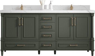 Aberdeen 72 In. W X 22 D Double Sink Bathroom Vanity in Pewter Green With Quartz Or Marble Countertop | Modern Vanity Premium Q