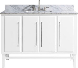 Mason 49 in. Single Sink Bathroom Vanity Set in White with Silver Trim