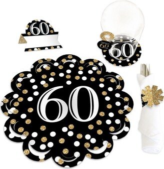 Big Dot Of Happiness Adult 60th Birthday Gold Party Paper Charger & Decor Chargerific Kit 8 Ct