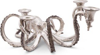 Pewter Metal Octopus Candelabrum Four Taper Candles Holder