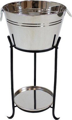 Sunnydaze Decor Sunnydaze 5 Gallon Stainless Steel Ice Bucket Beverage Holder and Cooler with Stand and Tray