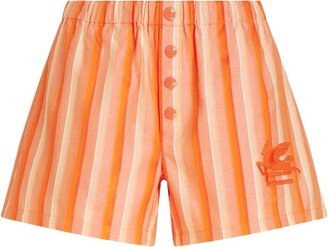 Striped Cotton-Silk Shorts