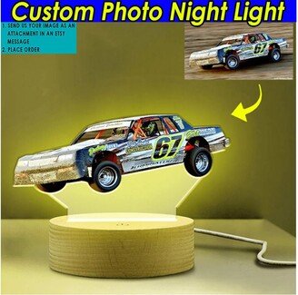 Street Stock Car Late Model Dirt Track Racing Personalized Printed Night Light, Gift For Guys, Drag Racing, Custom Gifts | Mc-Nig2