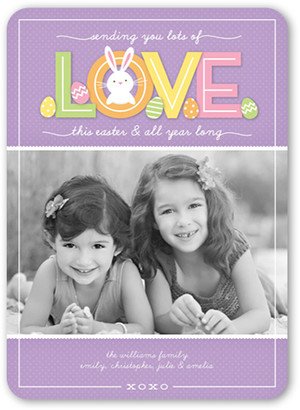 Easter Cards: Bunny Love Easter Card, Purple, Standard Smooth Cardstock, Rounded