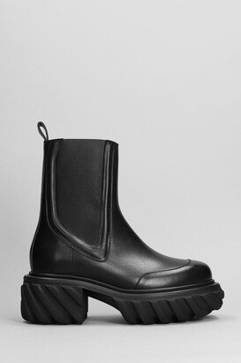 Tactor Motor Combat Boots In Black Leather