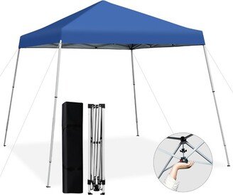 10x10ft Patio Outdoor Instant Pop-up Canopy Slanted Leg UPF50+ Sun Shelter Blue