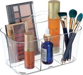 mDesign Small Plastic Divided Cosmetic Storage Organizer Caddy Tote Bin - Clear