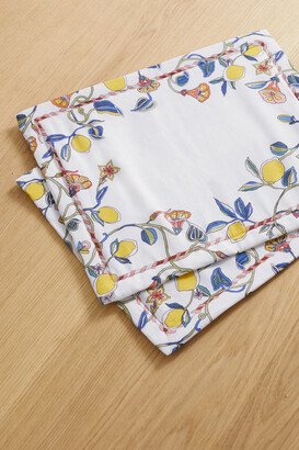 Set Of Two Printed Linen Placemats - White