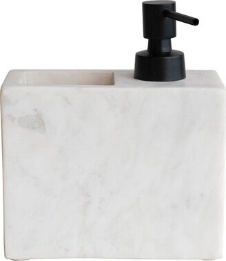 Storied Home Marble Soap Dispenser with Pump and Toothbrush Holder - White - 5.5L x 2.8W x 6.5H