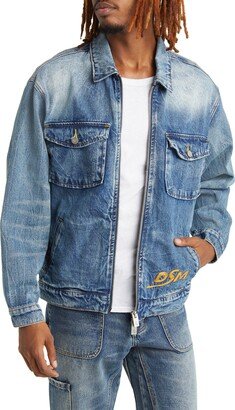 DIET STARTS MONDAY Logo Embroidered Zip Denim Jacket