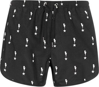 Thunderbolt Star Print Swim Trunks