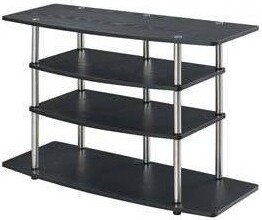 Designs2Go No Tools Wide Highboy 4 Tier TV Stand for TVs up to 43 Black - Breighton Home