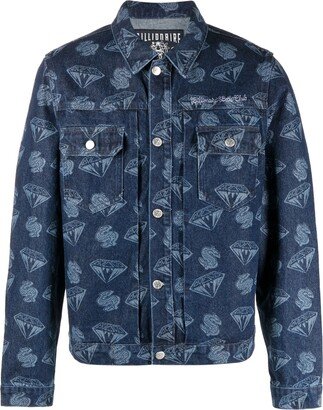 Graphic-Print Denim Jacket-AG