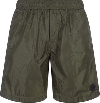 Military Swim Shorts With Logo Patch