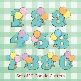 Balloon Numbers 0 Thru 9 Cookie Cutter Set Of 10 - Birthday Anniversary