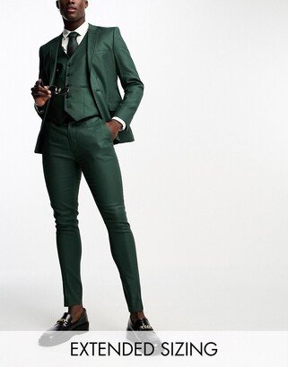 super skinny linen mix suit pants in forest green